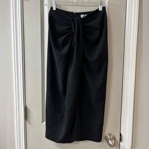 NWT Zara Chic Black Gathered Pencil Skirt with Slit